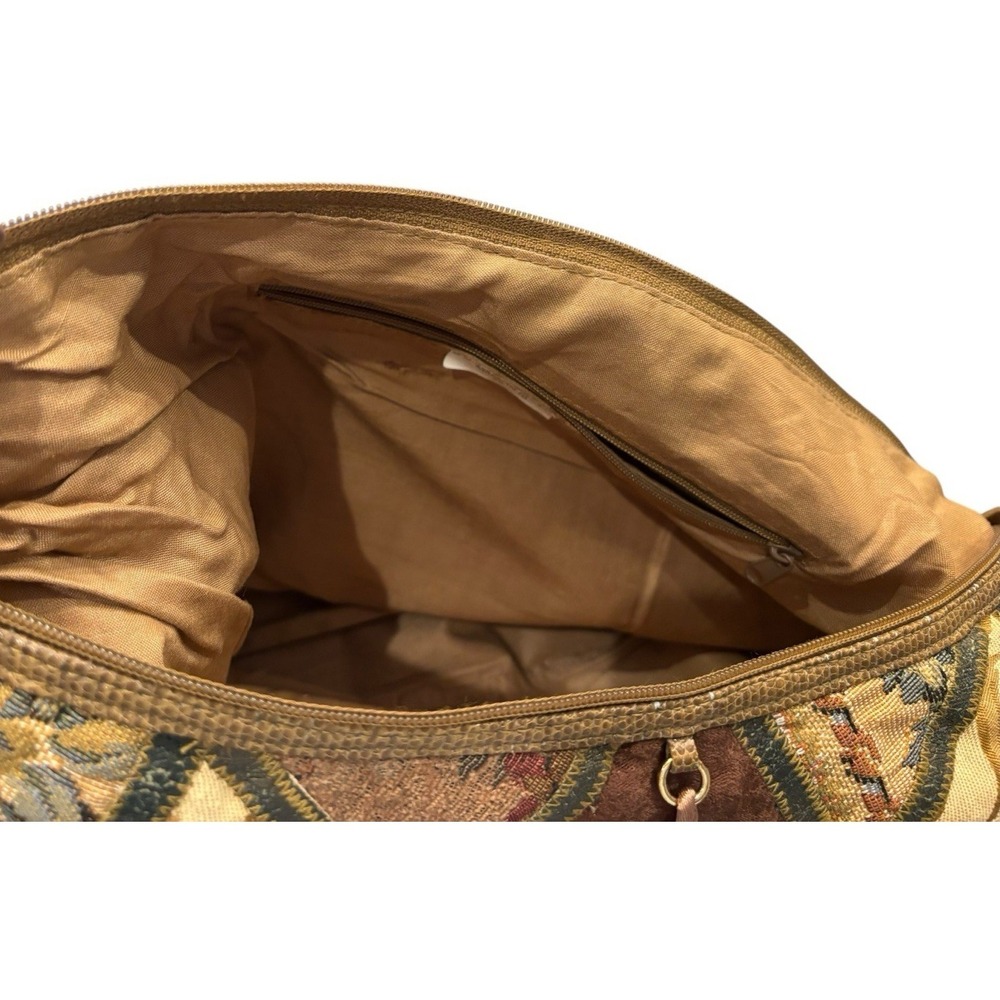 Vintage Boho Patchwork Tapestry Hobo Shoulder Bag Earth Tones Y2K Handmade Large - Picture 15 of 16